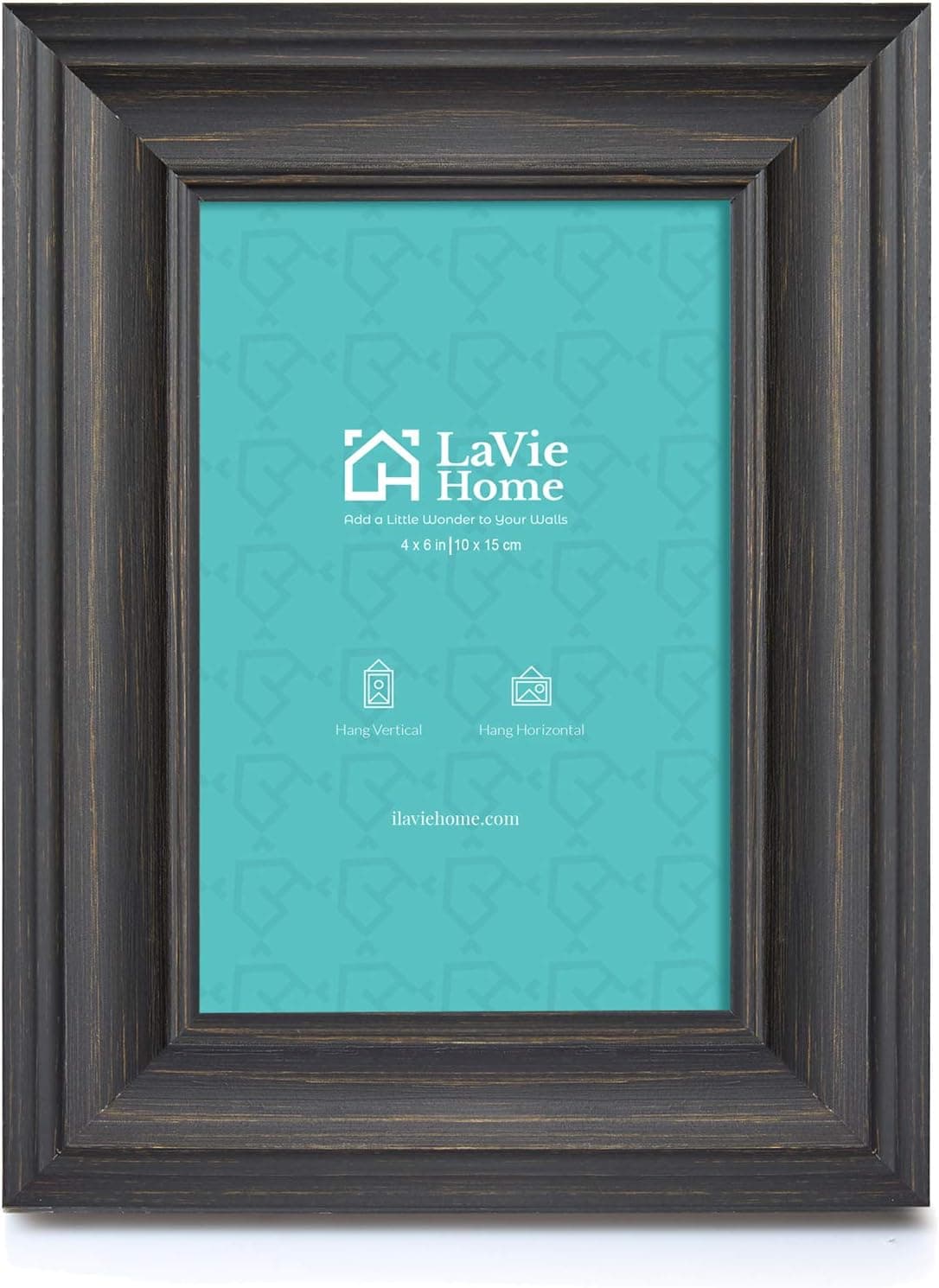 LaVie Home 4x6 Picture Frames (1 Pack, Black) Rustic Photo Frame Set with High Definition Glass for Wall Mount & Table Top Display