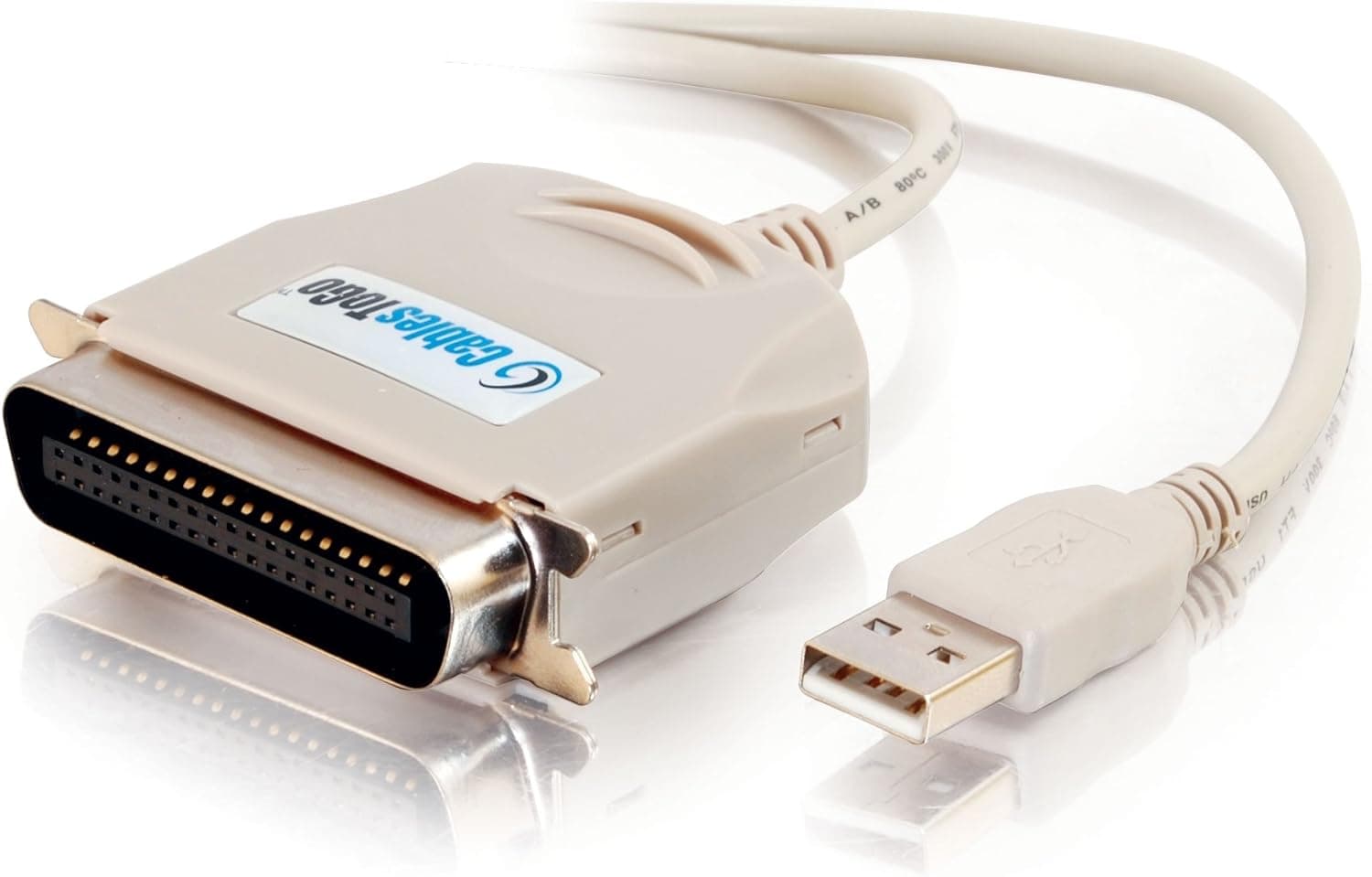 C2G 16898 USB to Centronics 36 (C36) Parallel Printer Adapter Cable, Beige (6 Feet, 1.82 Meters)