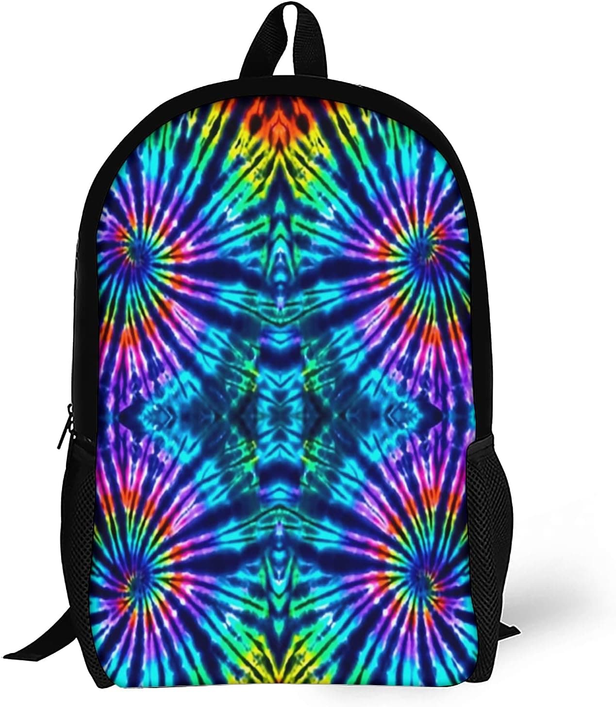 WZOMT Tie Dye Backpack for Girls Women Men Rainbow Tie Dye Spiral Abstract Swirl Bookbags Student Schoolbag Rucksack Fashion Daypack Water Resistant Sports Hiking Bags Large 17"
