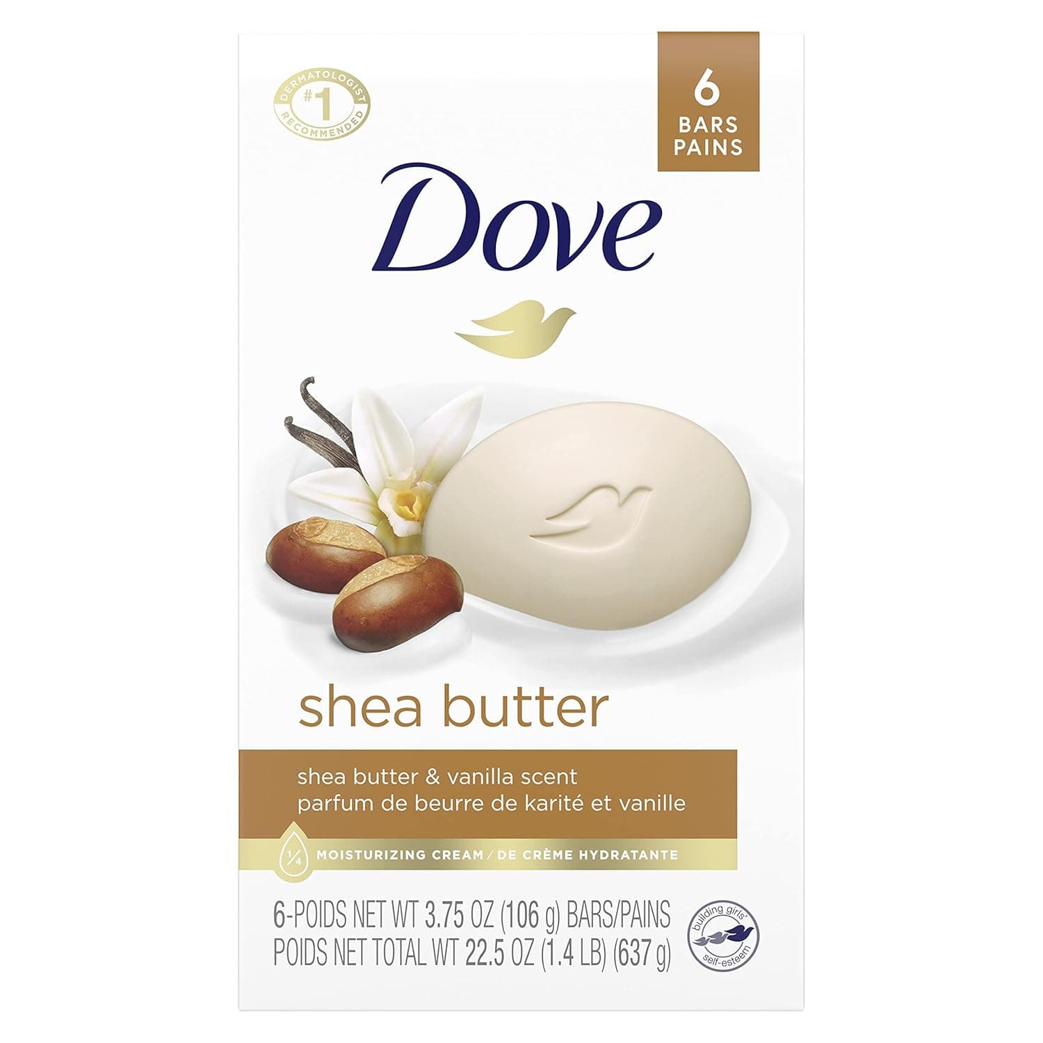 Dove Beauty Bar Gentle Skin Cleanser Moisturizing for Gentle Soft Skin Care Shea Butter More Moisturizing Than Bar Soap 3.75 oz 6 Bars