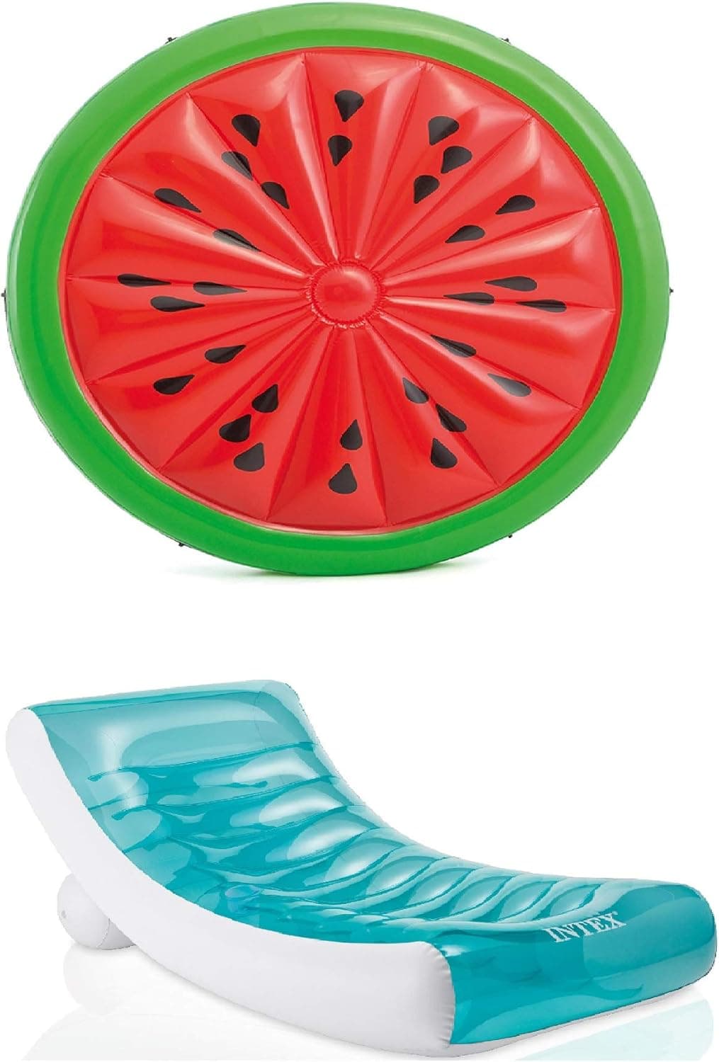 Intex Giant Inflatable 72In Watermelon Float & Inflatable Rockin' Lounge Float