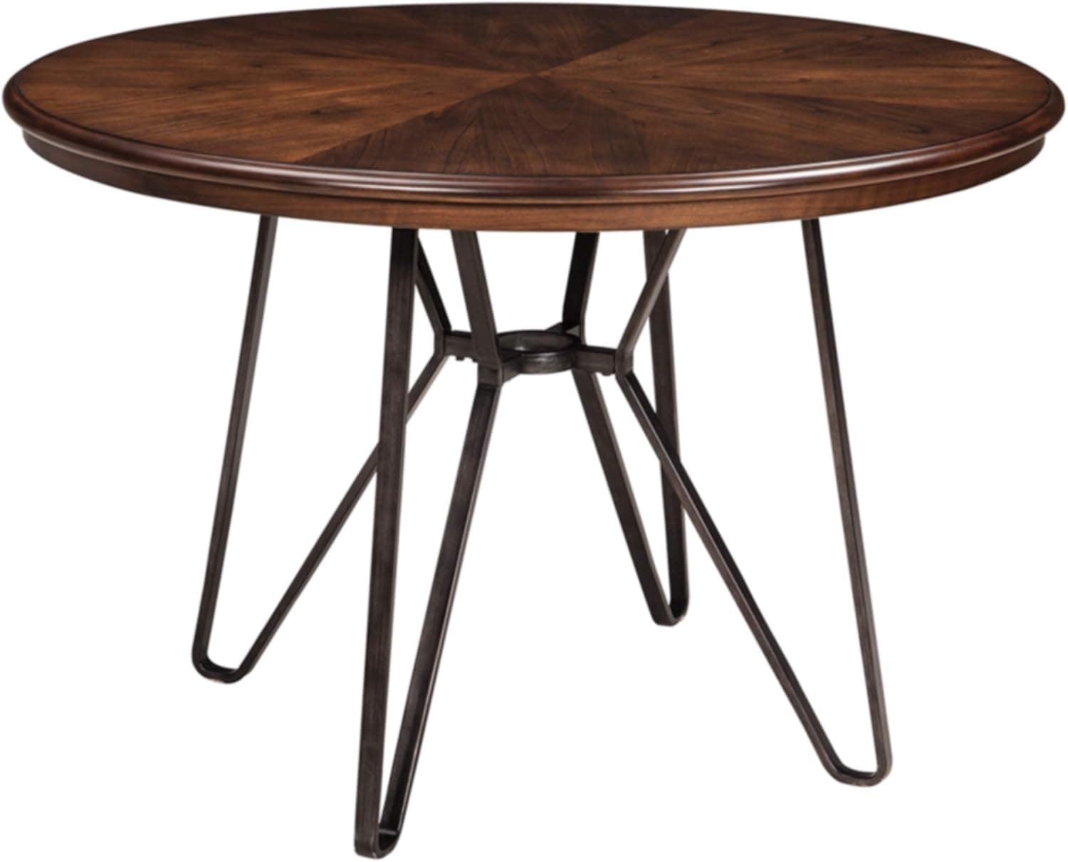 Signature Design by Ashley D372-15 Round Style Centiar Dining Room Table, Standard, Rustic Brown - Mid Century Modern