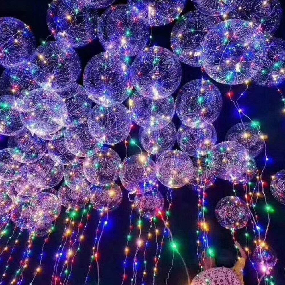 ElementDigital LED Balloon Light Up Transparent Balloons LED Multi Light for Christmas Birthday Cub Wedding and Party Battery 10 PCS (24'')