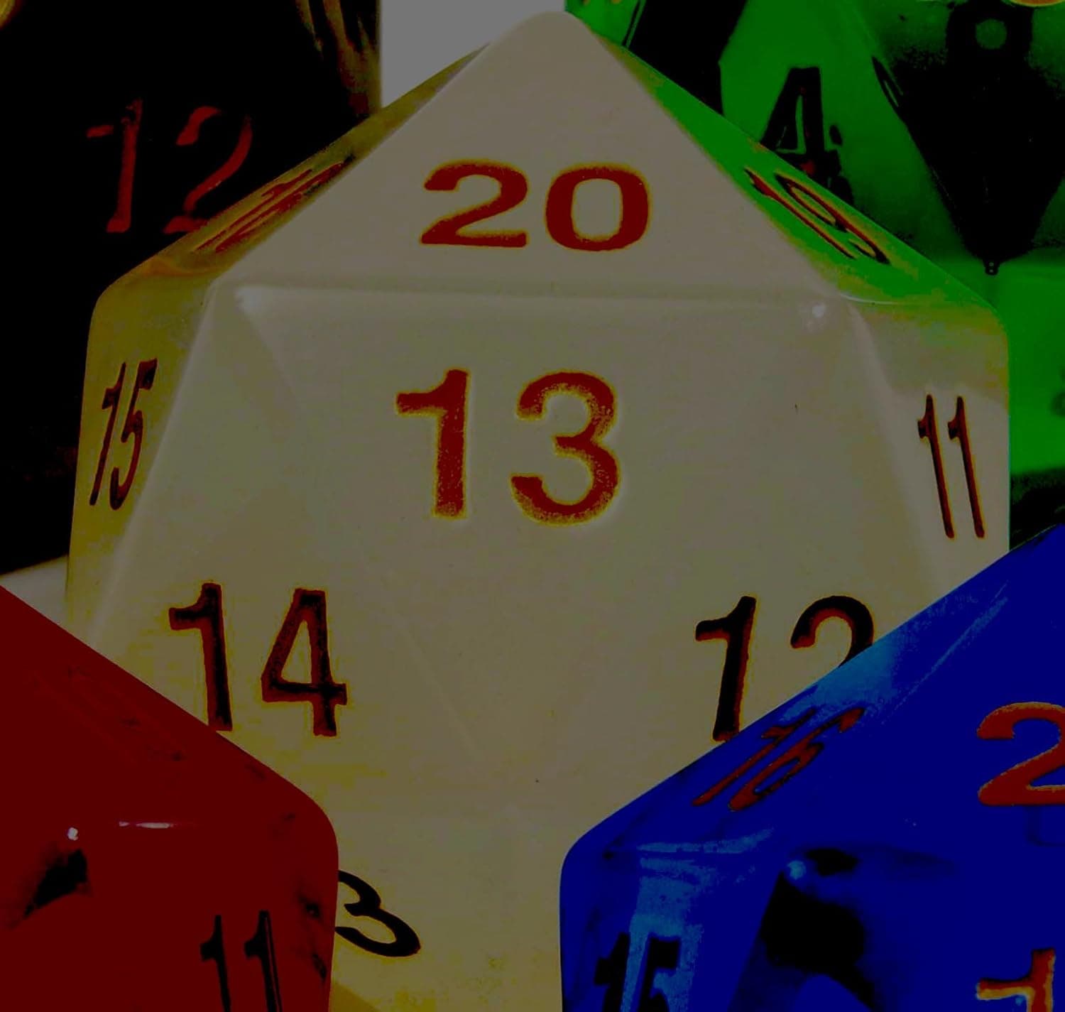 Deluxe Games and Puzzles Big Jumbo 20-Sided, (D20), Transparent, 55mm Dice _ Bundle of 5 Multi-Colors