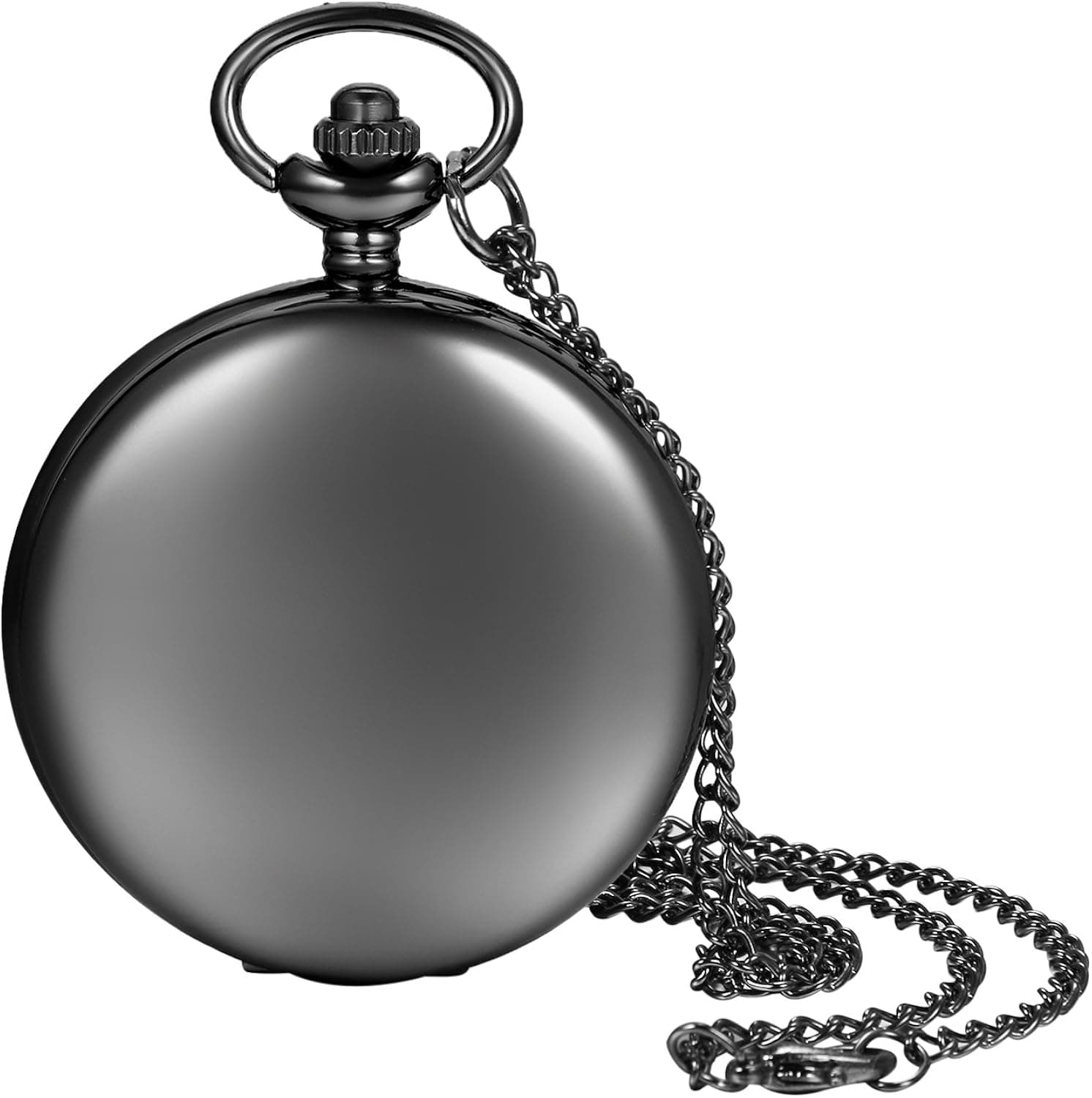 Lancardo Pocket Watch for Men and Women Smooth Case Arabic Numbers Modern Quartz Pocket Watch with Chain for Christmas
