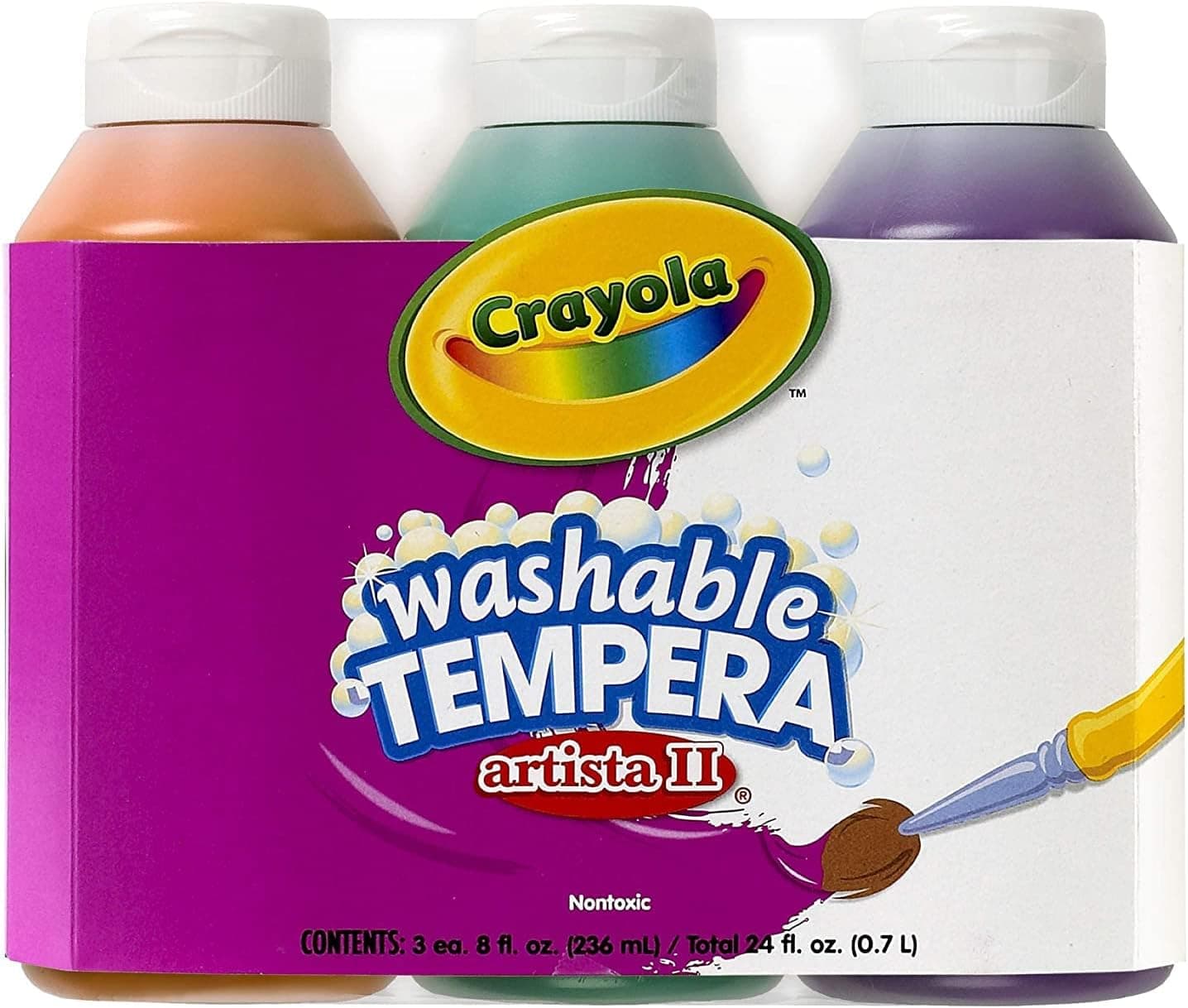 Crayola 3CT 8oz Artista II Washable Tempera Secondary Color Set