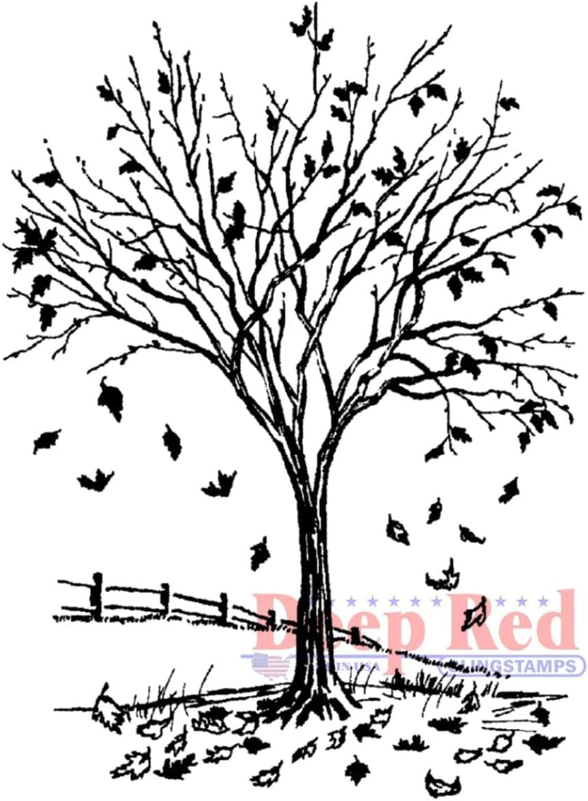Deep Red Fall Leaves Rubber Cling Stamp
