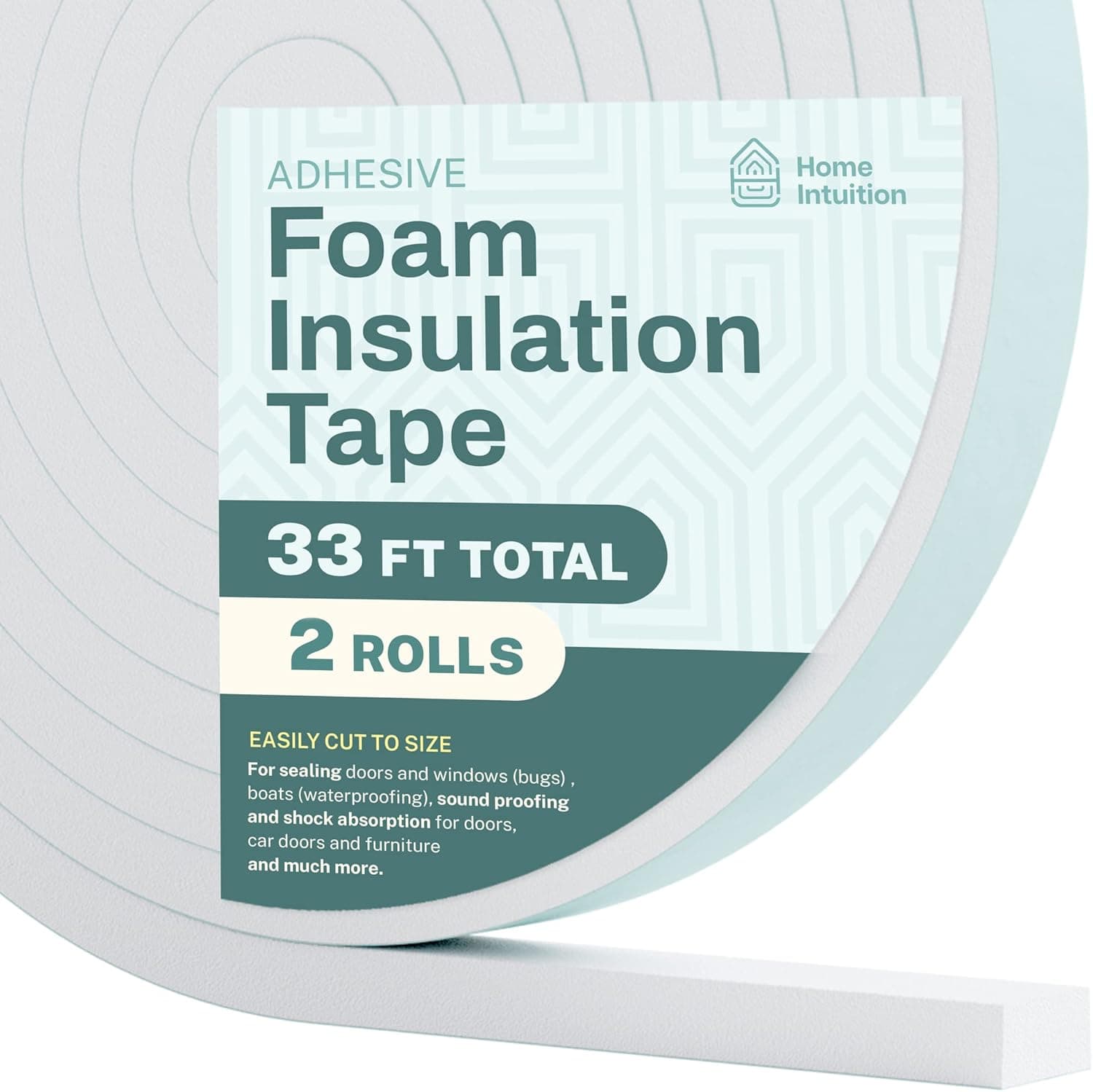 33 Feet Self Stick High Density Foam Insulation Tape Adhesive Weather Stripping Seal for Doors and Windows