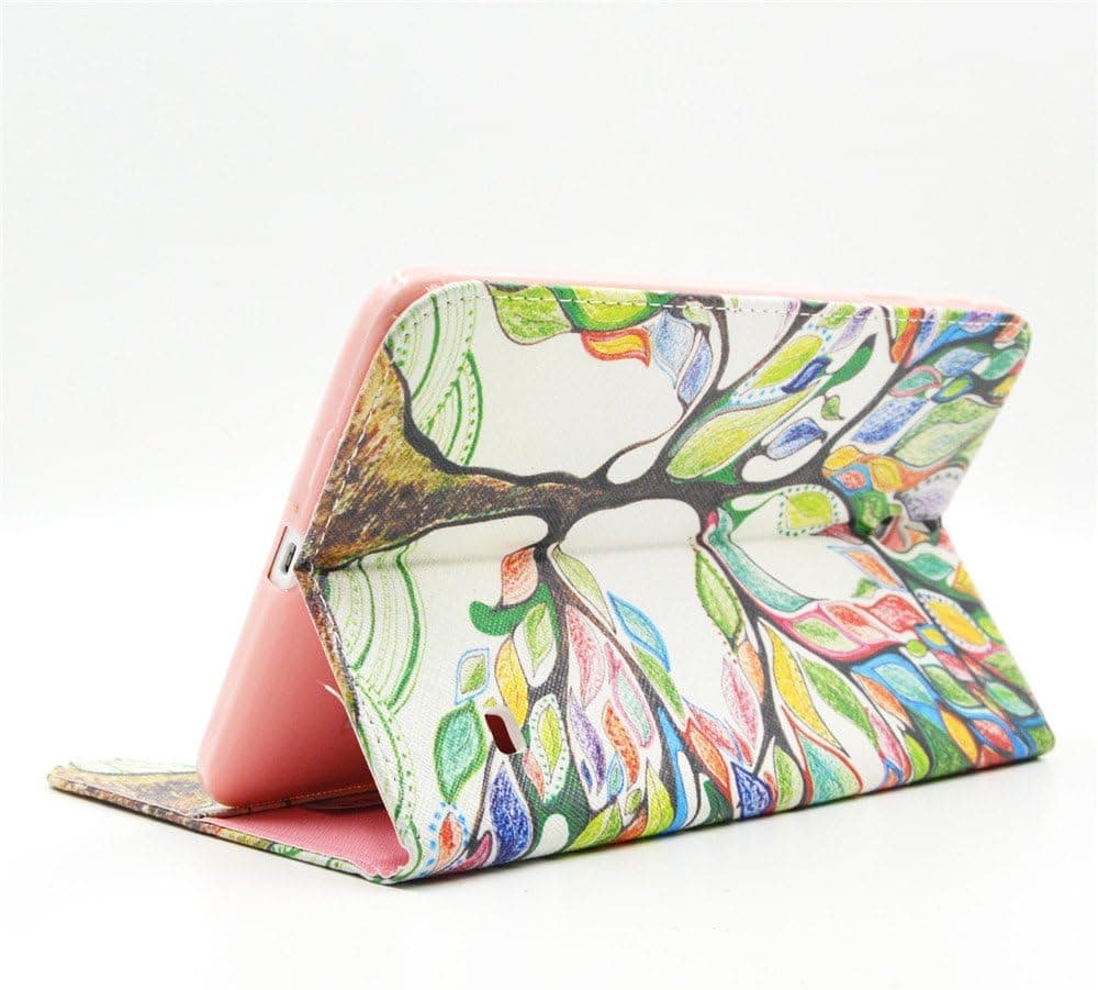 Yakamoz Folio Case for Samsung Galaxy Tab 4 8.0 inch Tablet T330 T331 T335 T337 Tree of Life Leather Flip Card Slots Stand Case Cover with Free Stylus Pen