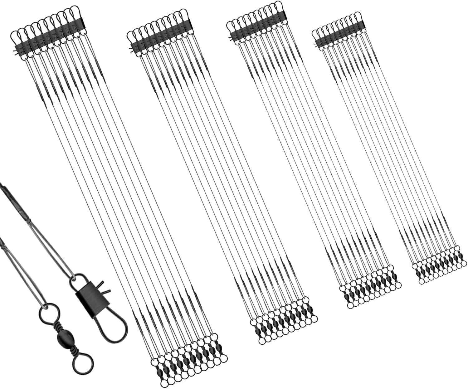 KINBOM 40Pcs Fishing Leaders, Anti-bite Stainless Steel Wire Leaders Fishing Leaders Line with Swivels for Saltwater and Freshwater
