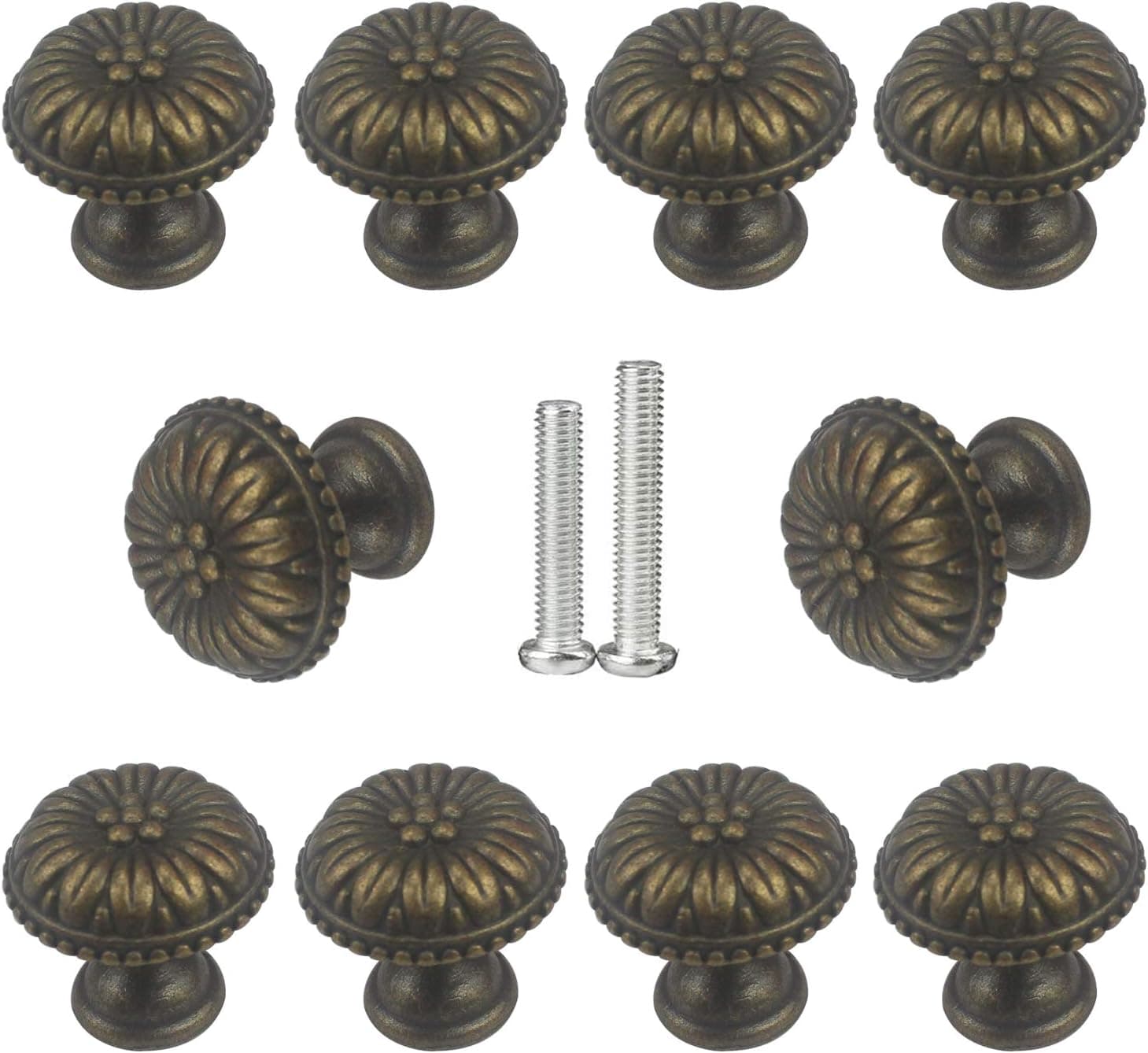 10 Pieces Jewelry Box Pull Knobs Small Cabinet Knobs Antique Style Bras Round Knobs Drawer Cupboard with 20 Pieces Screws for Jewelry Boxes Cabinets Cupboard Doors Drawers Closets