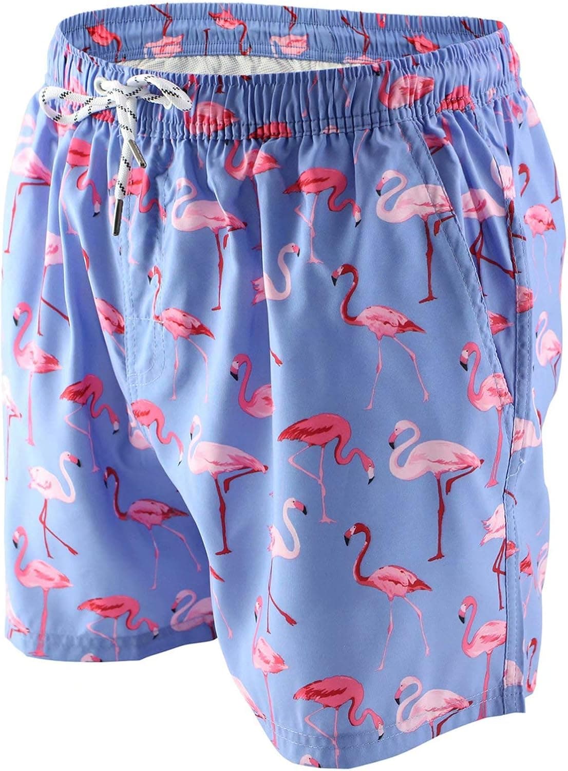 Mens Swim Trunks Flamingo Printed Quick Dry Bathing Suits Swim Shorts 34