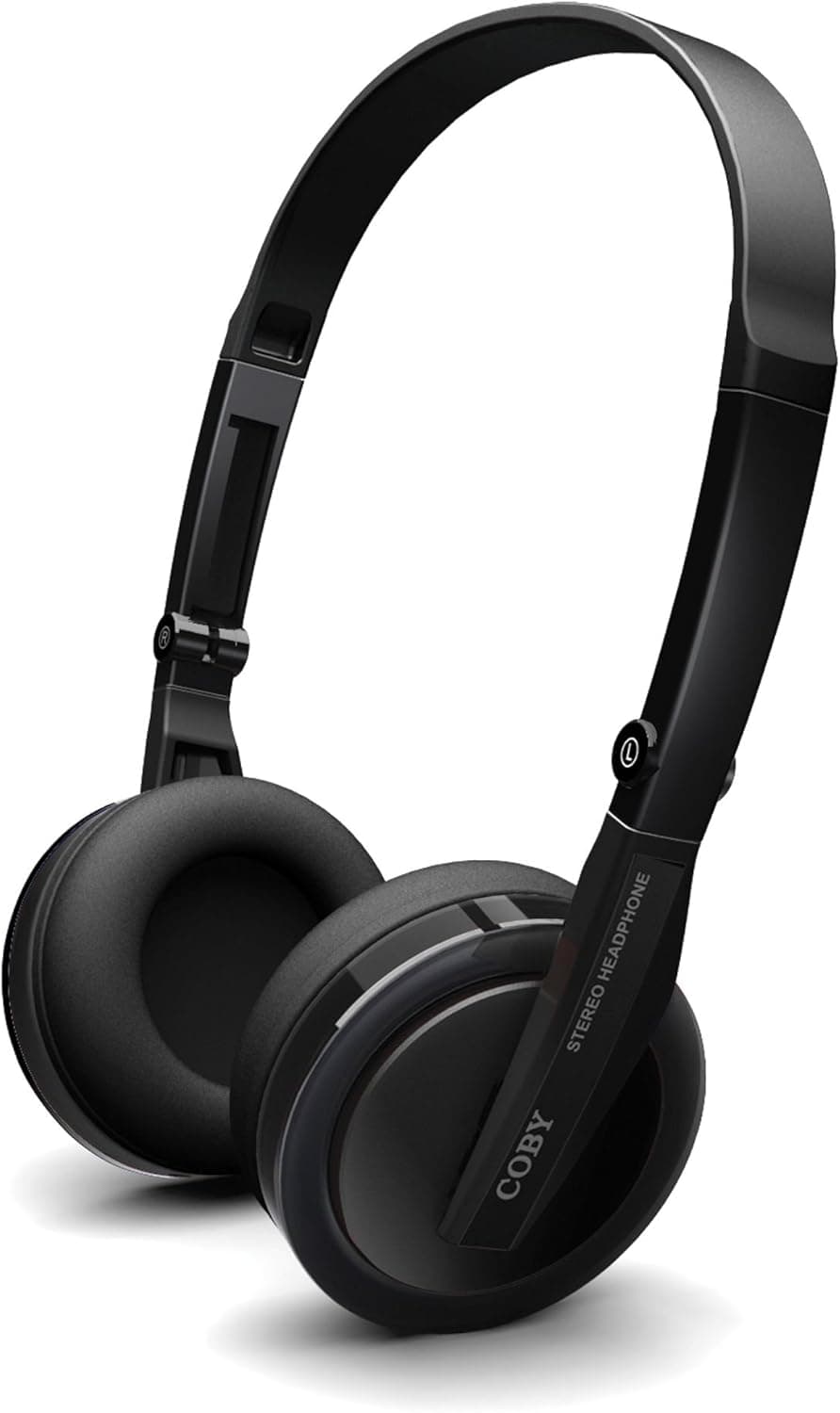 Coby CV145BLK Folding Deep Bass Stereo Headphones, Black (Discontinued by Manufacturer)