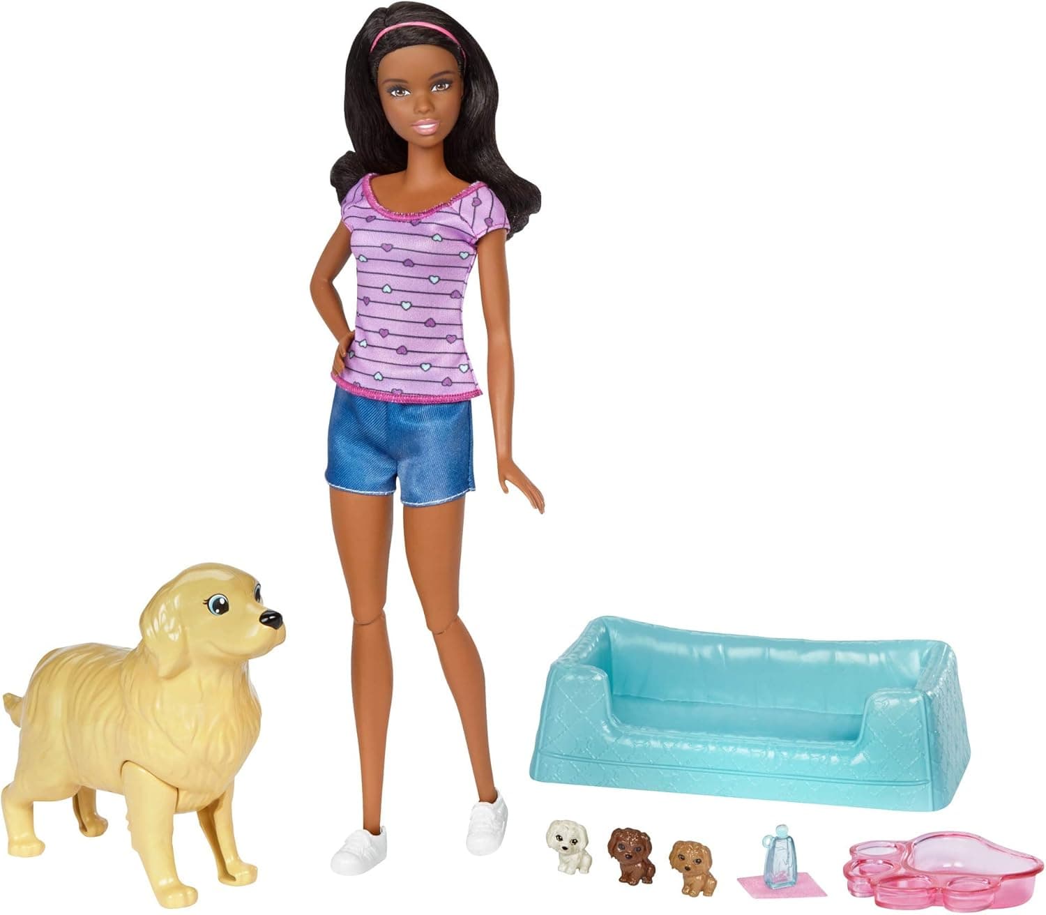 Barbie Dolls with Mommy Dogs and Newborn Puppies