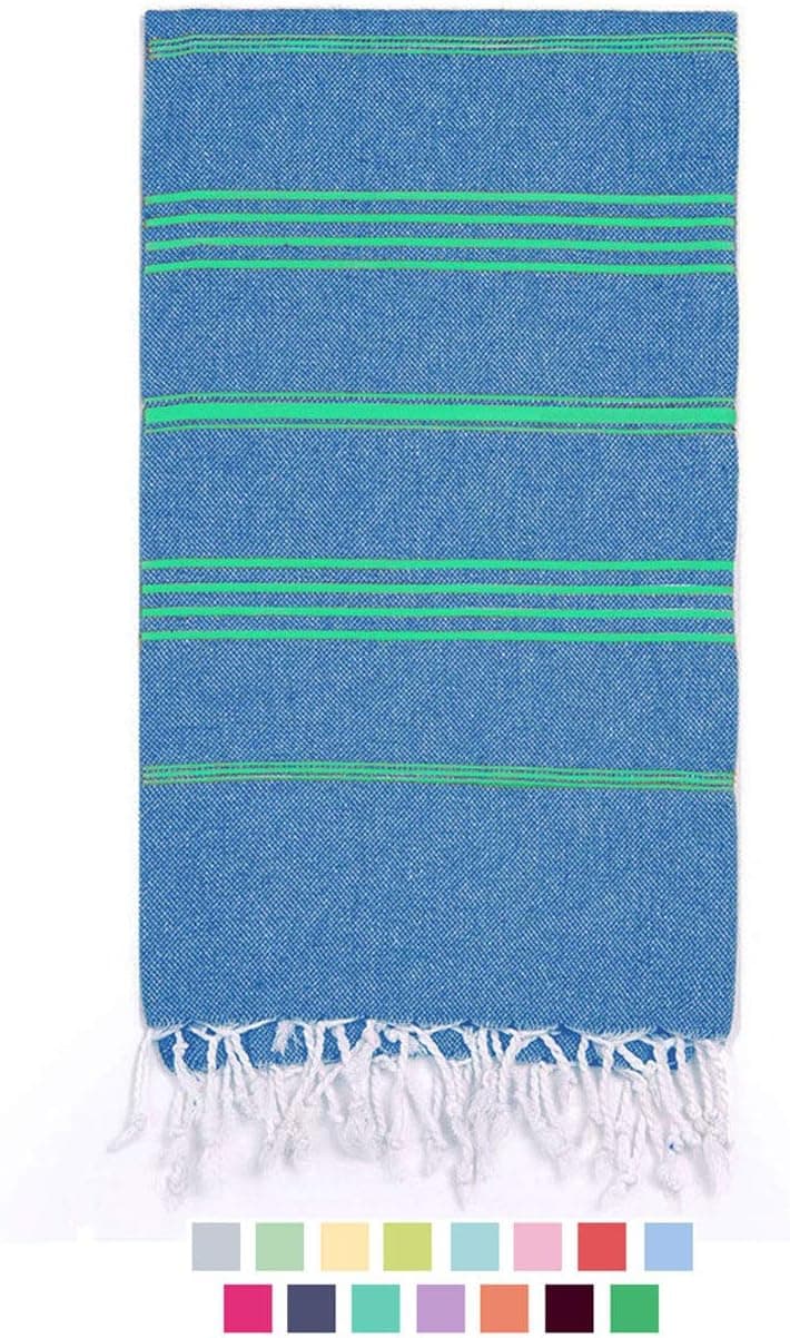 Eshma Mardini %100 Cotton Swimsuit Cover Up & Bath Beach Travel Towel - 39" x 70" - (Jean Blue - Green)