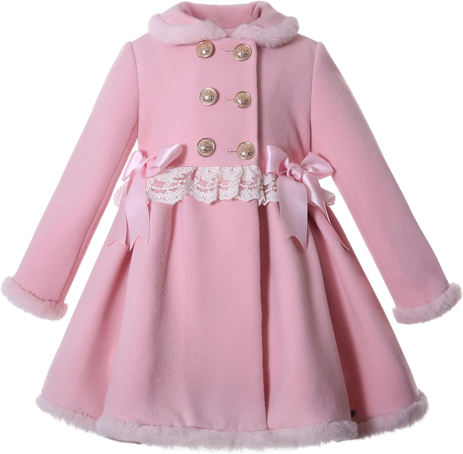 Pettigirl Girls Winter Elegant Pink Lovely Outdoor Trench Overcoat Toddler Pretty Sweet Princess Birthday Coat Outfit
