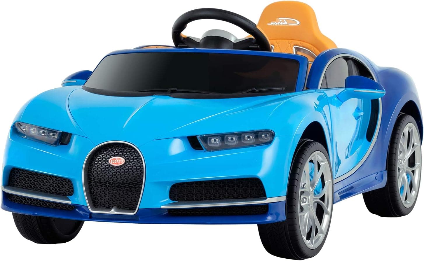 Uenjoy 12V Licensed Bugatti Chiron Kids Ride On Car Battery Operated Electric Cars for Kids with RC Remote Control, LED Lights, Music& Horn, Storage Room, Blue