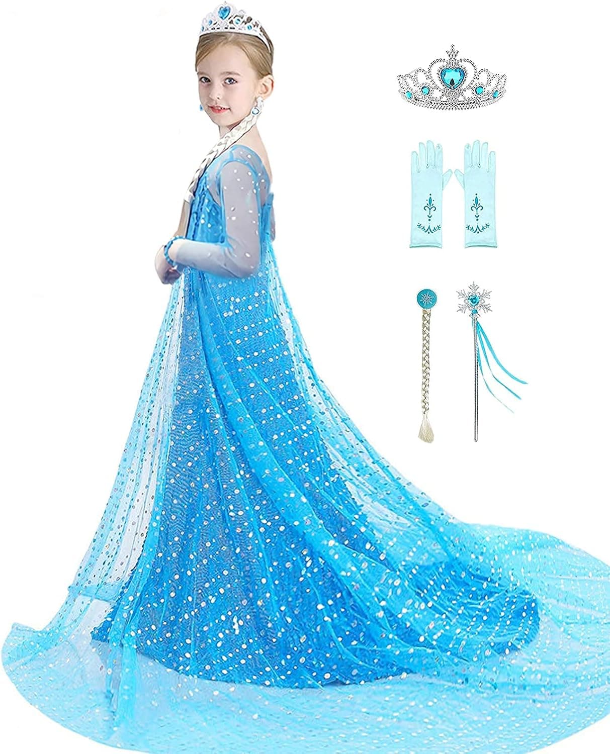Girls Princess Dress Costume - Luxury Sequin Birthday Party Dress Up Girls 2-10 Years