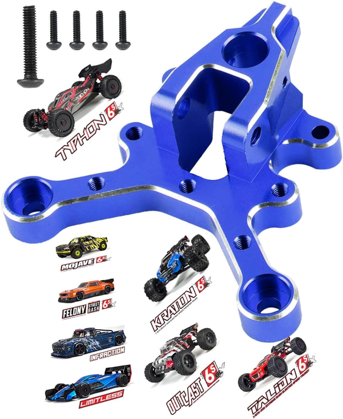 Front Center Brace Mount Upgrades Part for 1/8 Arrma Kraton 6S BLX,Notorious 6S BLX,Outcast 6S BLX,Mojave 6S BLX,Talion 6S BLX,Infraction 6S BLX,Limitless Roller,ARRCat Aluminum Hop-up,#ARA320500,Blue