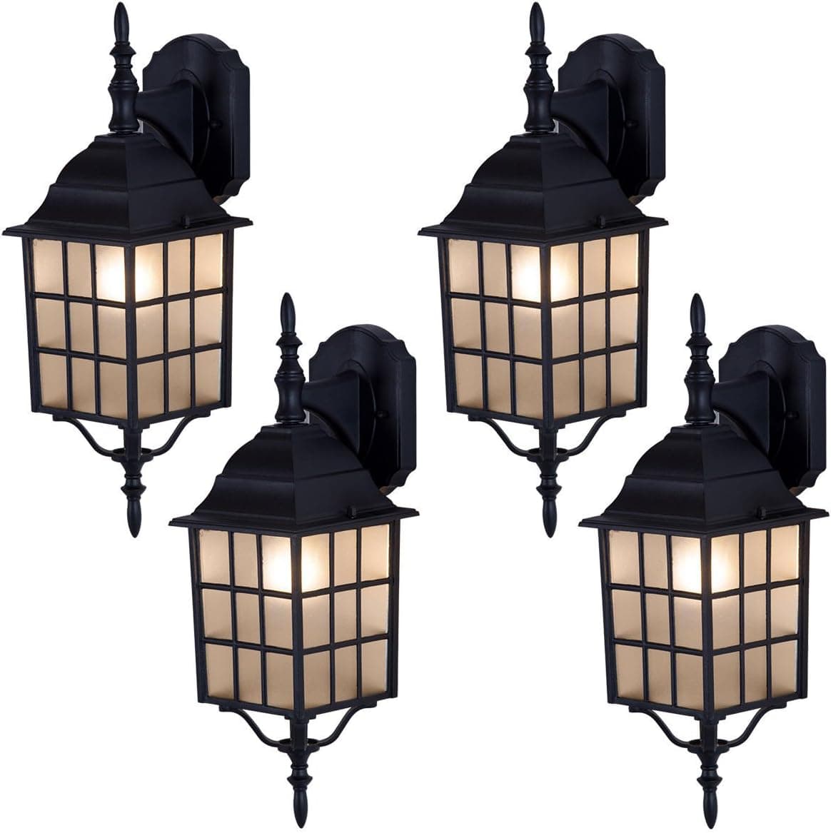 Tangkula Outdoor Lights Fixtures 4 Pack Outdoor Porch Front Door Garage Balcony Weatherproof Exterior Wall Sconces Lantern Lighting (Rust Lantern)