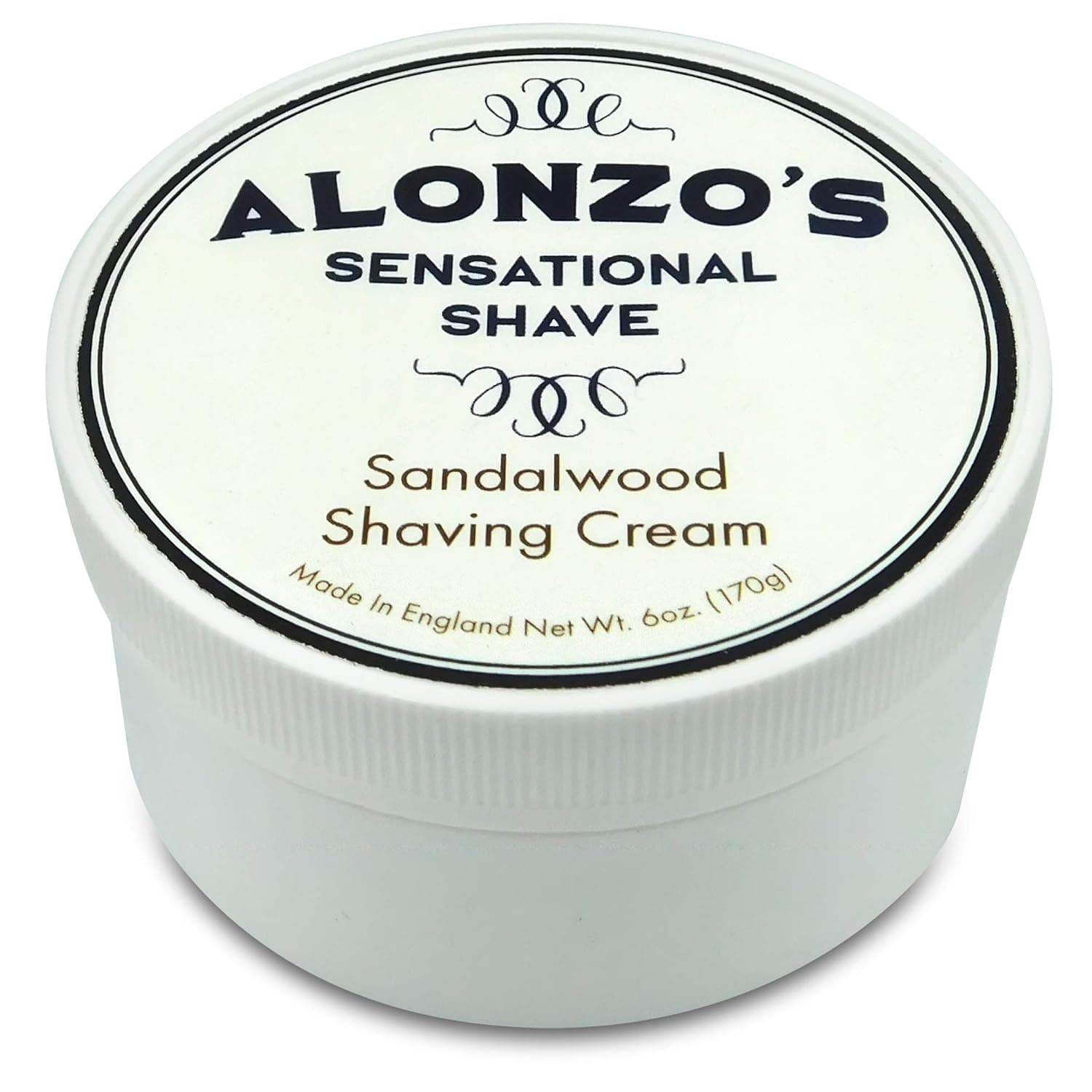 Alonzo's Sensational Shave - Shaving Cream for Men (Sandalwood, 6 Oz Tin) Rich Shave Lather for All Skin Types - Moisturizes & Protects Skin for a Comfortably Close Shave - Made with Sandalwood