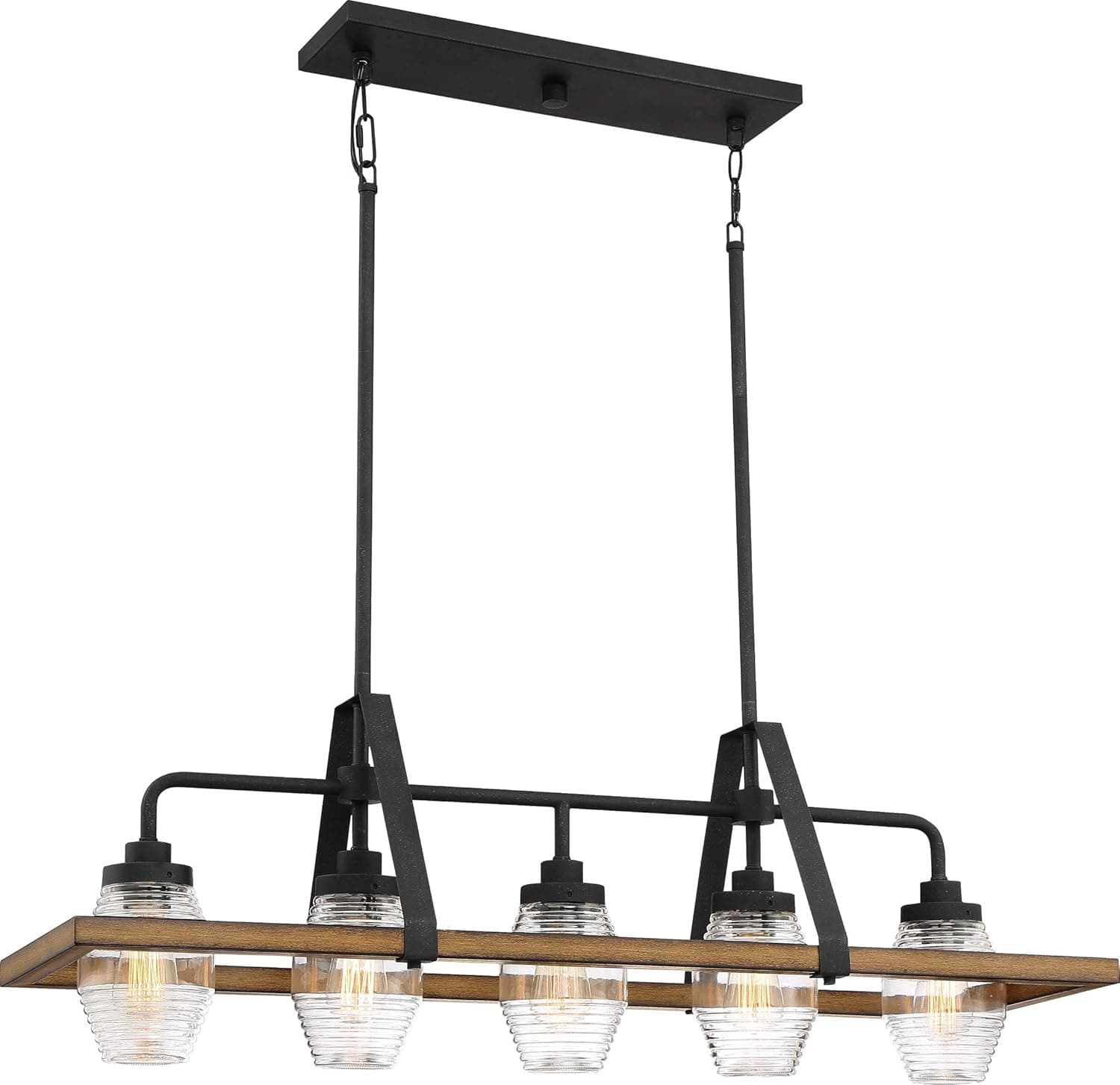 Quoizel GUI540GK Guilford Farmhouse Island Chandelier, 5-Light 500 Watts, Grey Ash