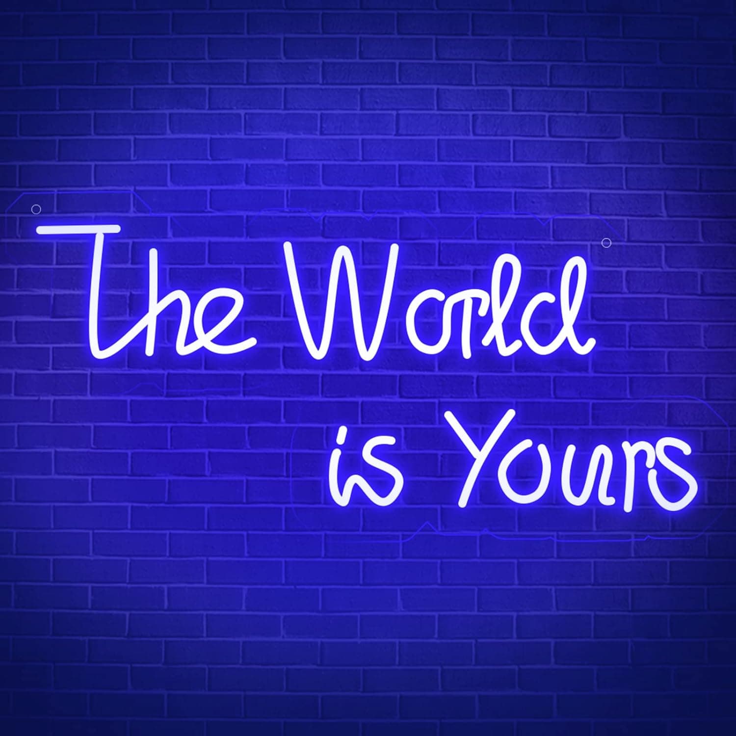 The World is Yours Neon Sign, LED Neon Light for Wall Decor, USB Powered Light up with Switch Neon Signs for Room Decor, Office, Wedding, Bar Decor, Game Room, Kids Room, Gift for Girl Boys. (16'', Blue)