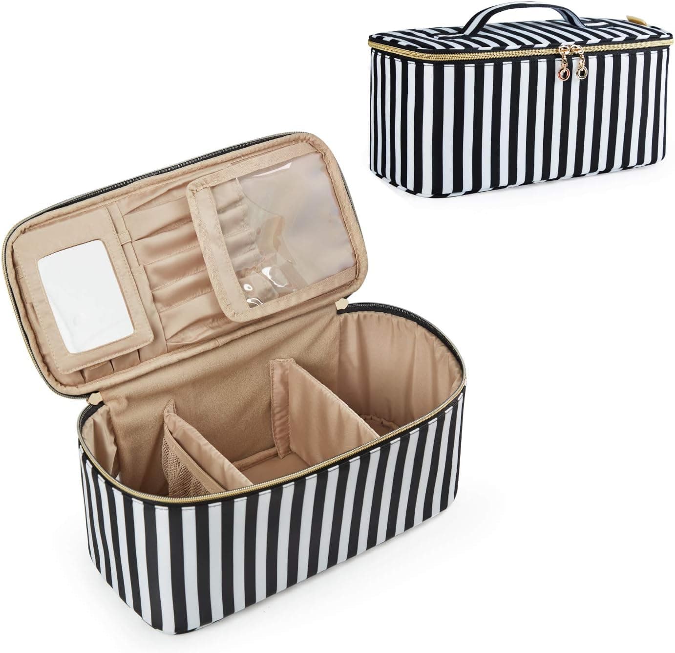 BAGSMART Makeup Bag Cosmetic Bag Large Toiletry Bag Travel Bag Case Organizer for Women (Black)