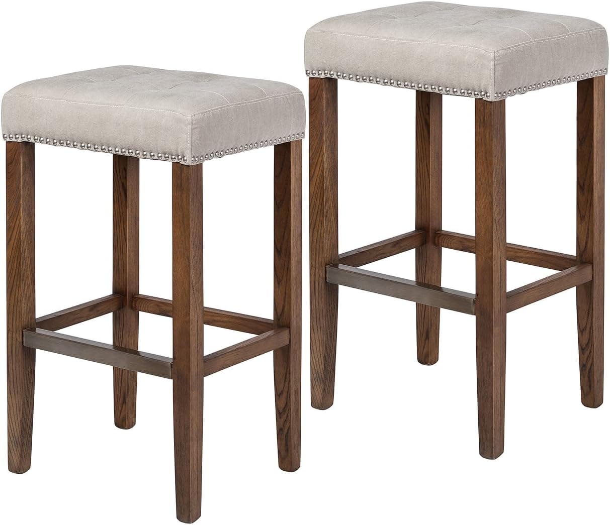 Design Tree Home Set of 2 Ash Bar Stool in Beige