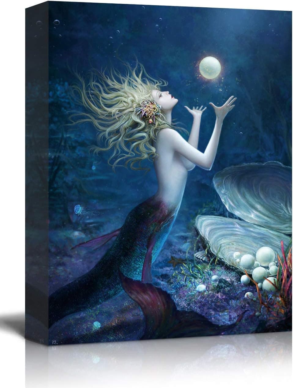 GenericABCDEFG suwenxia Decoration Modern Canvas Art Elegant Mermaid Wall Art for Living Room Bedroom Bathroom Office Framed Wall Art Room Office Decoration 12"x16"