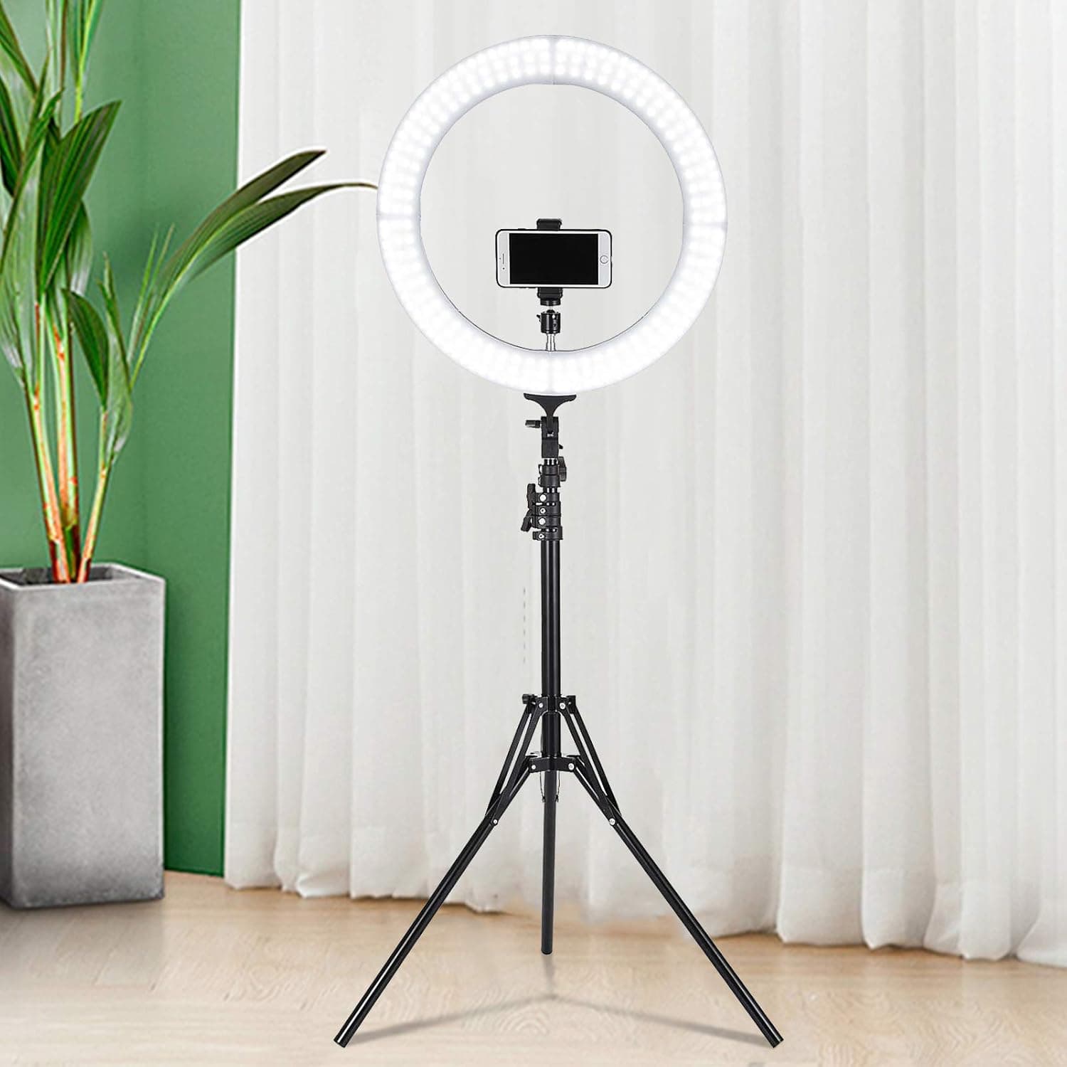VEVOR 19inch Ring Light,LED Dimmable Ring Light 19inch,Large Ring Light with Stand Adjustable Color Temperature 2700K-5500K Diva Big Ring Light for Portrait YouTube Video Vlog and Makeup , Black