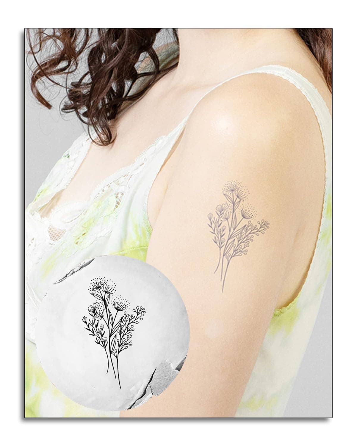 Inkbox Temporary Tattoo - Water-Resistant and Long Lasting Fake Tattoos for Body Art - Plant Based, Skin Safe - for Adult & Teens, Men & Women - Take Heart, Flower Bouquet, 3x3 in