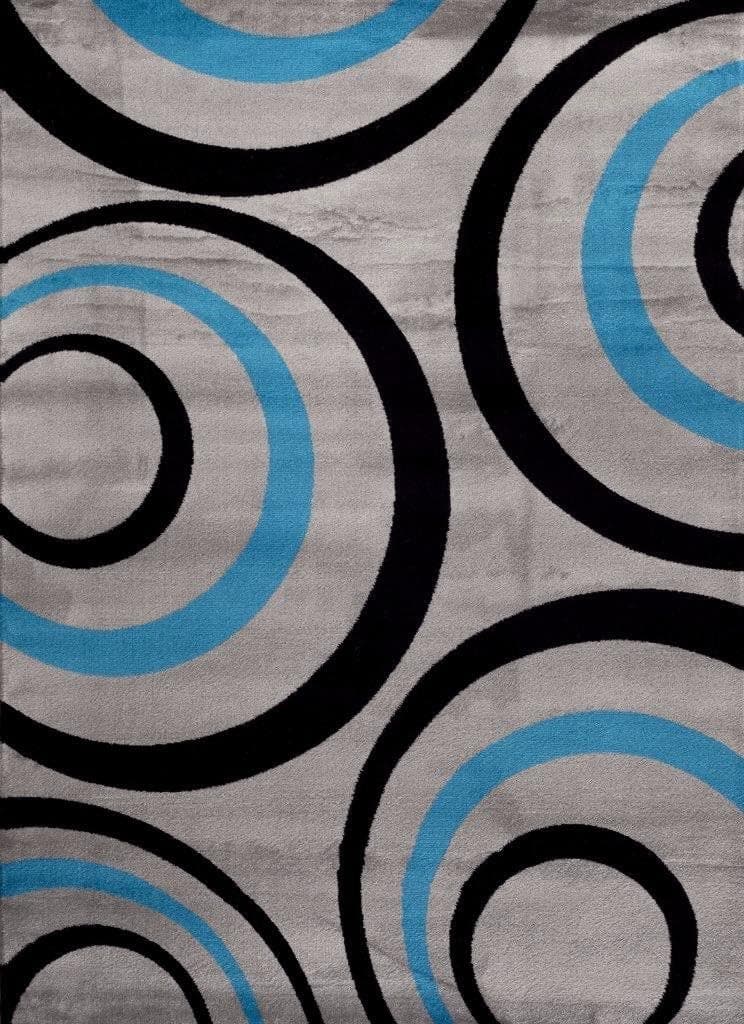 T1017 Turquoise Gray 5'2 x 7'2 Modern Contemporary Area Rug Carpet