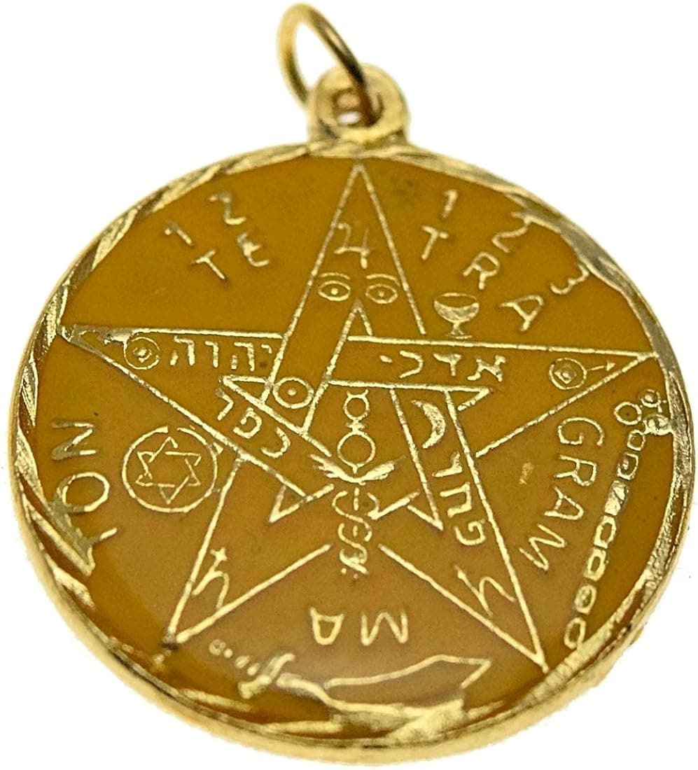 Bling Cartel Color Pentagram Pendant Tetragrammaton Pagan Wiccan Occult Gold Tone 30mm Medal