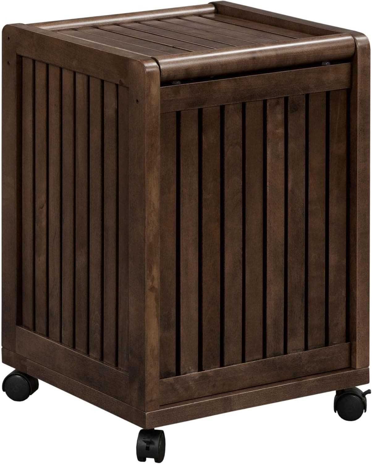 NewRidge Home Goods NewRidge Home Solid Wood Abingdon Mobile (Rolling) Laundry Hamper with Lid, Multiple Colors, One Size, ESPRESSO