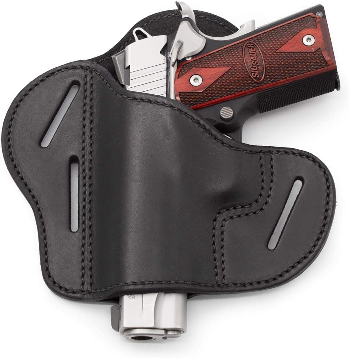 The Ultimate Leather Gun Holster | 3 Slot Pancake Style Belt Holster | Handmade in The USA! | Fits All 1911 Style Handguns Relentless Tactical