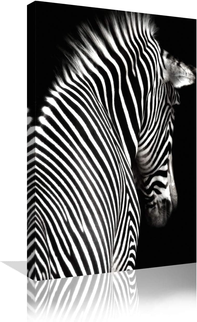 Black and White Zebra Wall Art Animal Prints on Canvas Pictures for Living Room Decor Wall Artwork HD Prints for Home with Framed Stretched Ready to Hang
