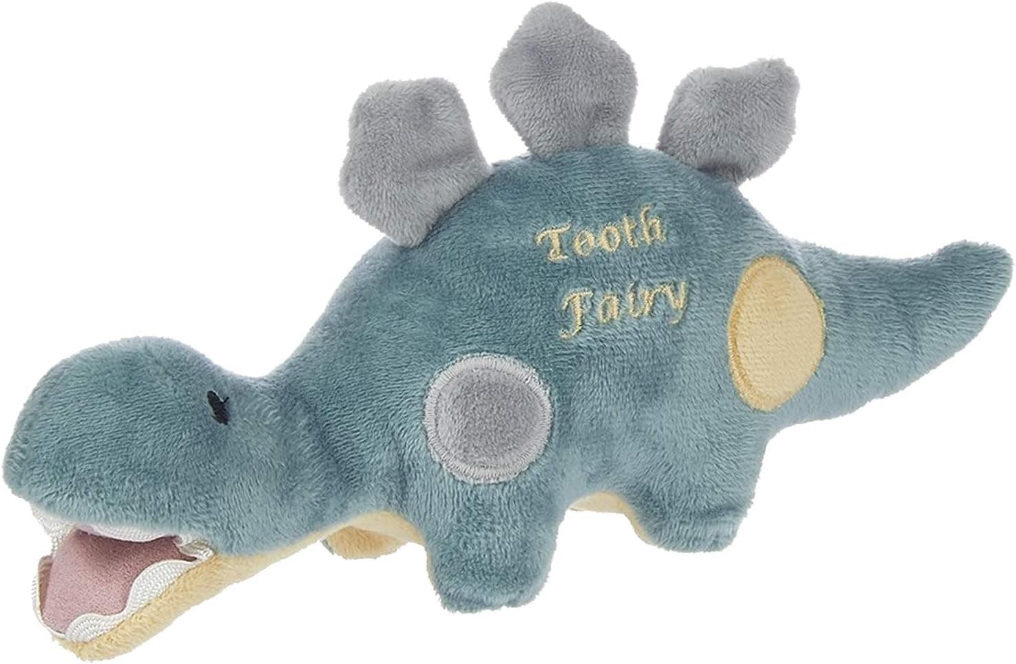 Maison Chic | Dino The Dinosaur Tooth Fairy Pillow Stuffed Animal Plush Figure with Pocket in His Mouth | Perfect First Loose Tooth Gift for Son, Grandson, Stepson, Nephew | Celebrate First Milestone