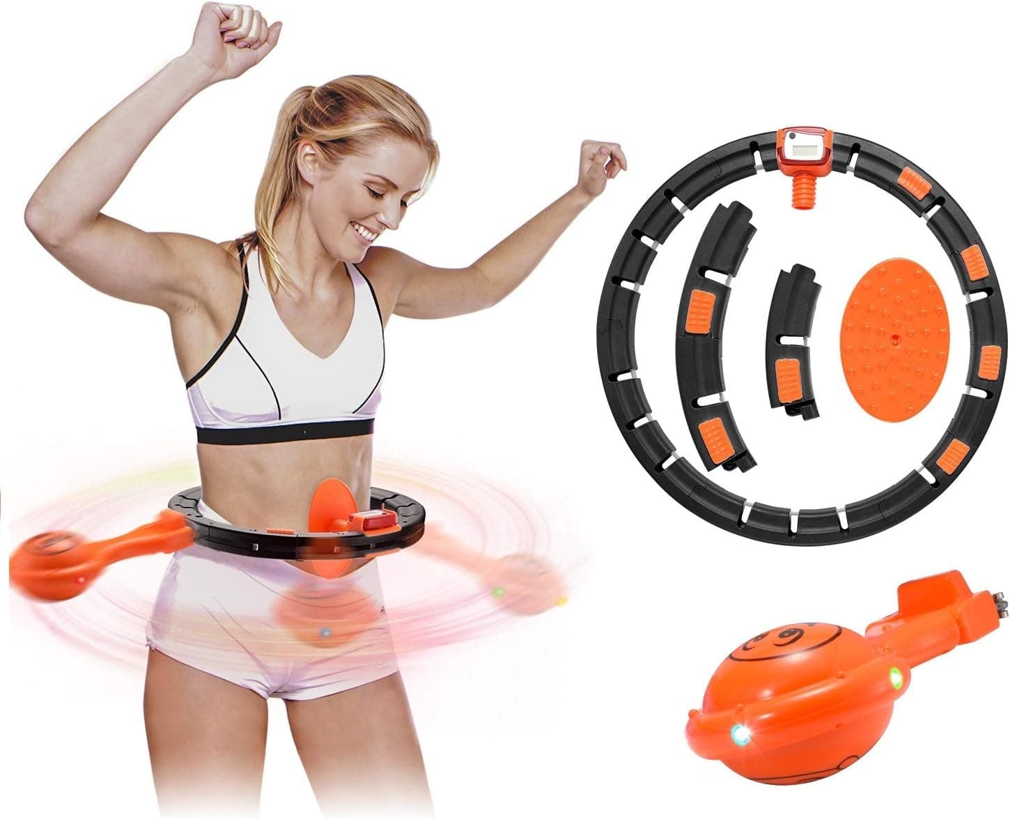 XEWEA Hula Hoop Smart Counting Hoola Hoops with LED Colorful Lighting Effects for Adults Kids Beginners Adjustable Waist Slimming Hoops Waist Training Detachable Loss Weight Fitness Equipment