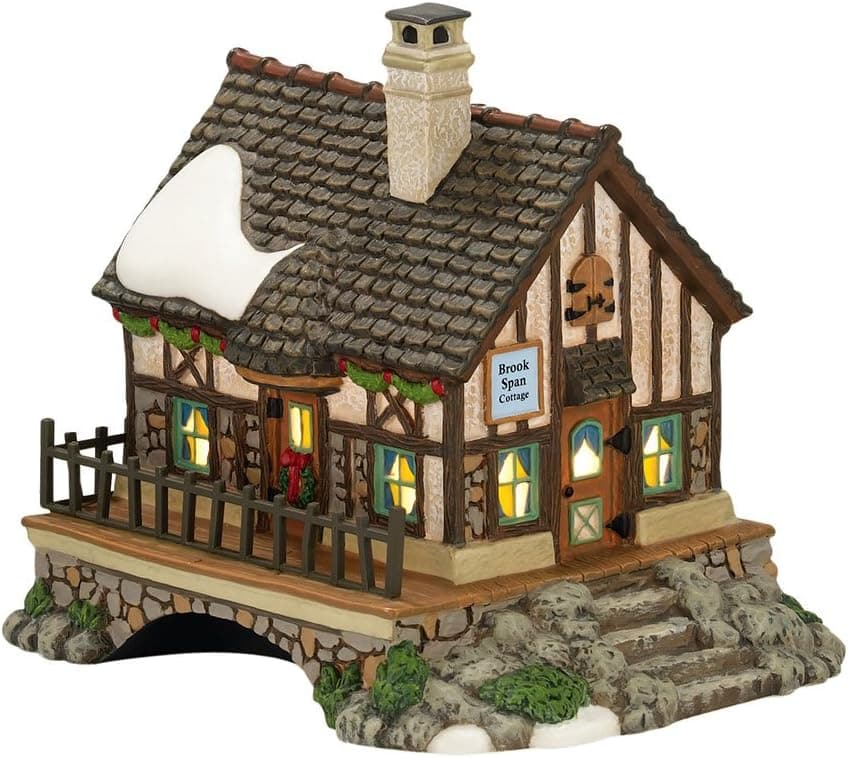 Department 56 Dickens' Village Devon Brook Span Cottage Lit House, 5.28 inch