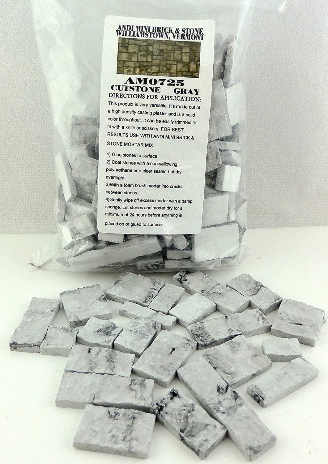 Melody Jane Dolls Houses House DIY Flooring Fieldstone Veneer Brick Cut Stone Pathing Gray Grey