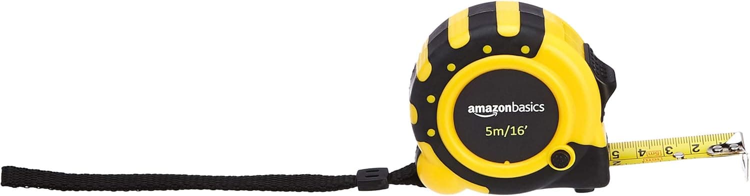 Amazon Basics Tape Measure - 16-Feet (5-Meters), Inch/Metric Scale, 3-Lock Design, MID Accuracy
