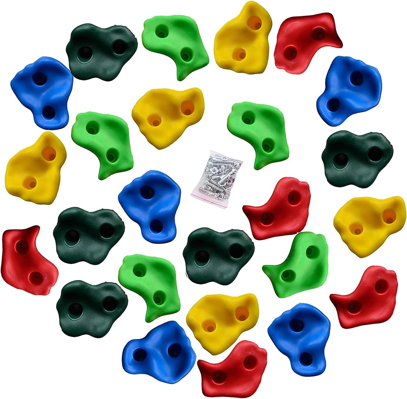 CCTRO Multi-Colored Pack of 25 Rock Climbing Holds with Screws for Kids and Adults, Large Rock Wall Grips for Indoor and Outdoor Play Set - Build Rock Climbing Wall, Hand Holds for Playground