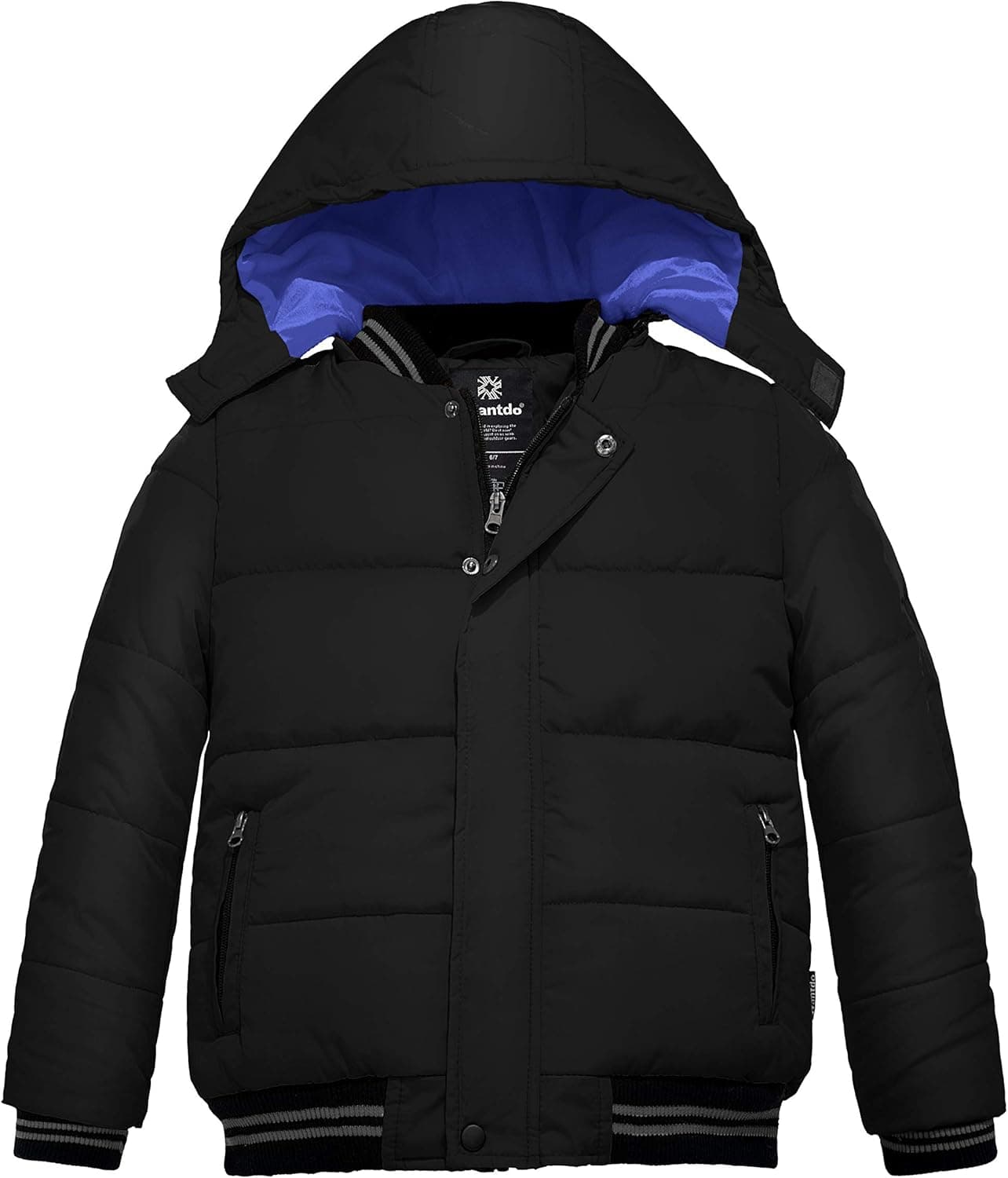 Wantdo Boy's Padded Winter Coat Water-Resistant Puffer Jacket with Removable Hood