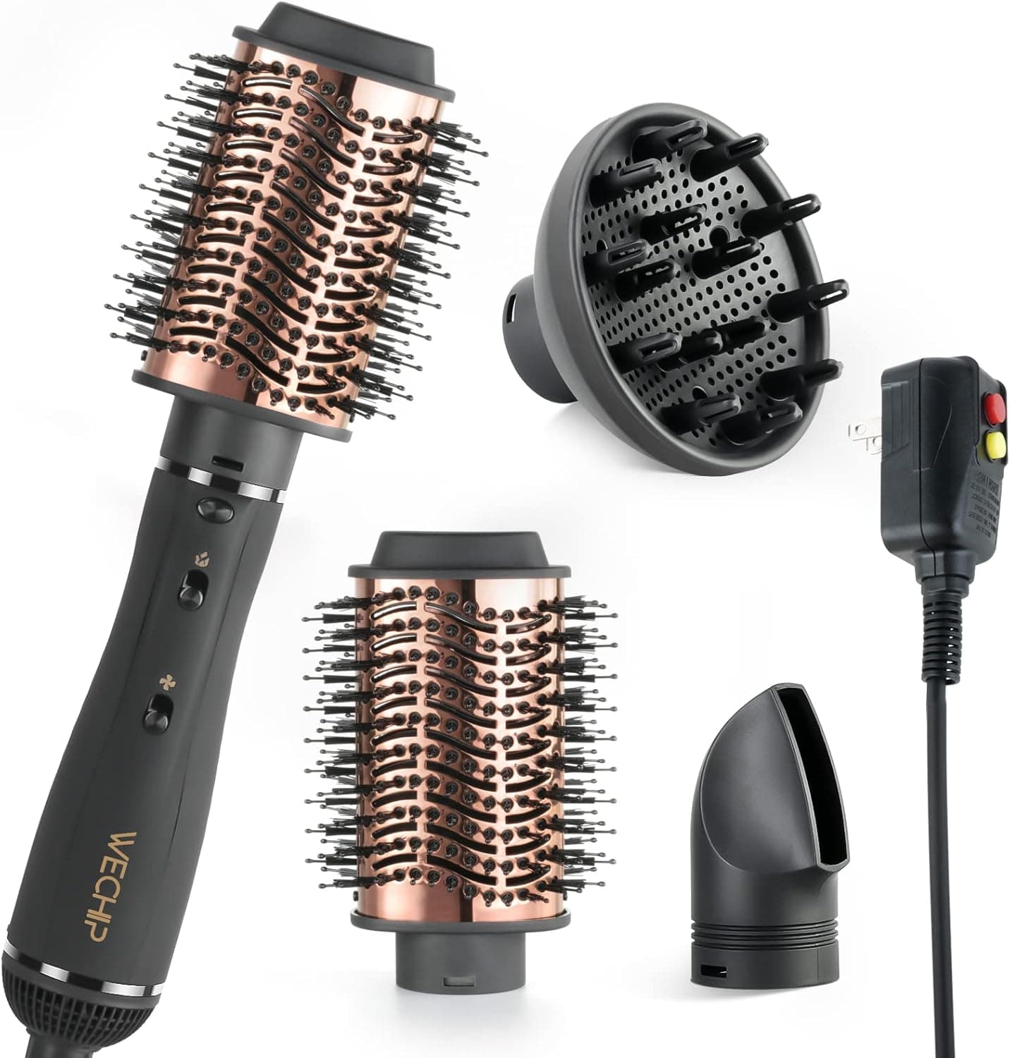 Hot Air Brush, 3 in 1 Hair Dryer Brush with Detachable Blow Dryer & Volumizer Diffuser, Hair Dryer Brush Blow Dryer Brush in One for Hair Drying Volumizing Straightening Curling Styling