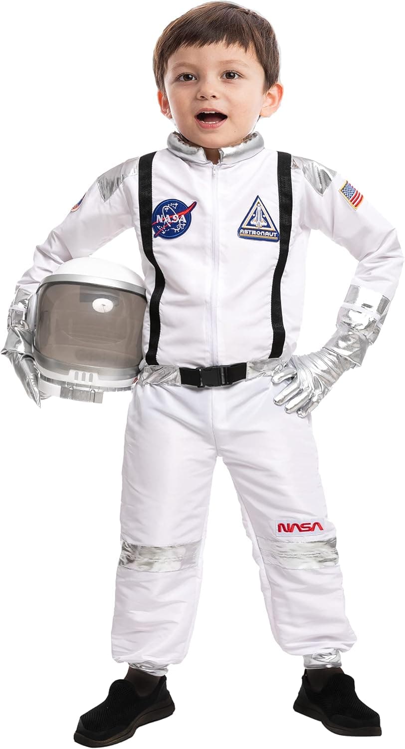 Spooktacular Creations Halloween Child Unisex Silver Stripes Astronaut Costume, Pilot Jumpsuit With Helmet