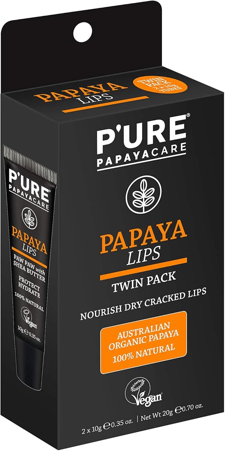 Pure Papaya for Lips 10g 100% Vegan, Nature Certified With Zero Petroleum (Pack of 2)