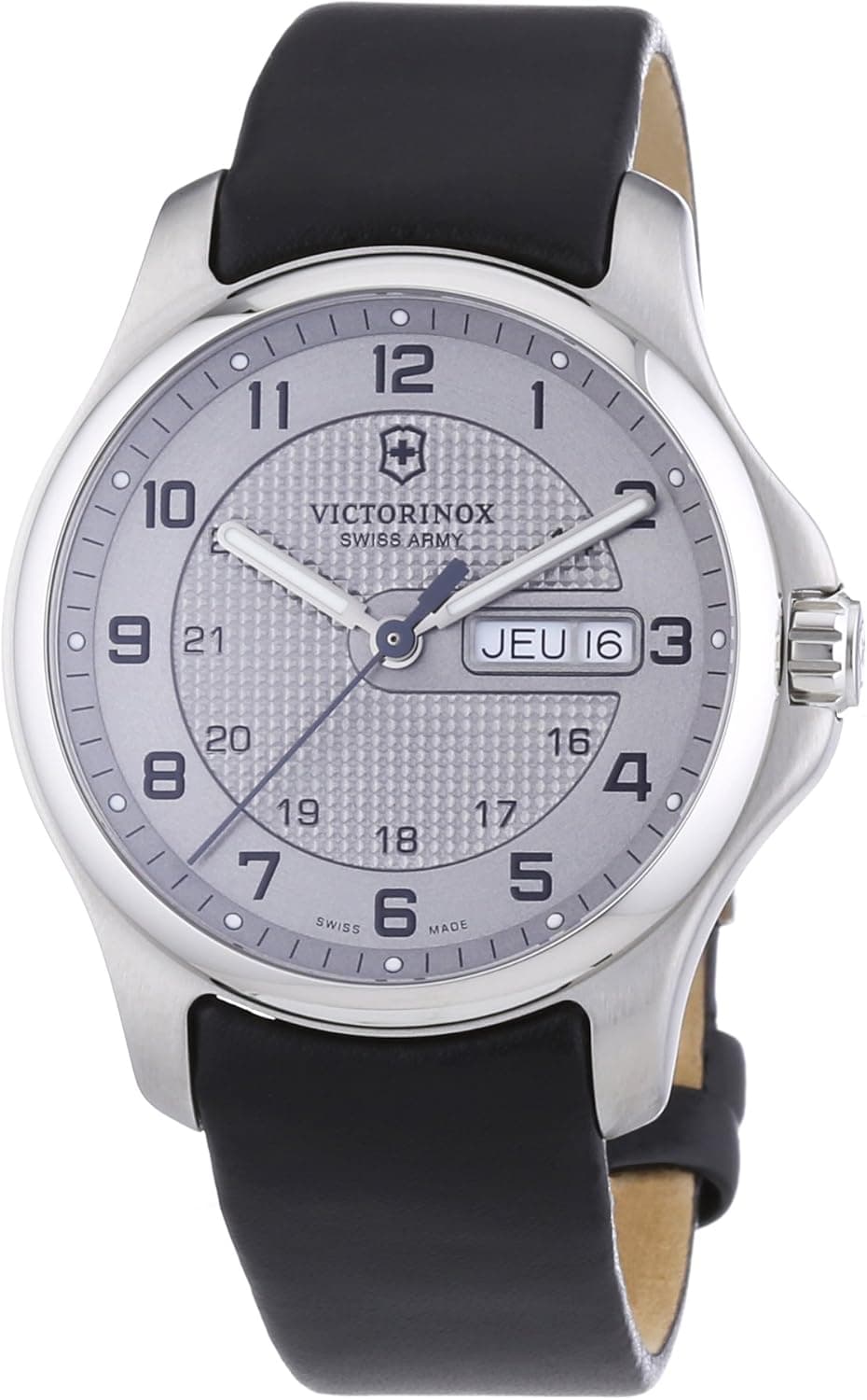 Victorinox Swiss Army Men's 241550.2 Leather Officers Quartz Analog Silver Dial Watch