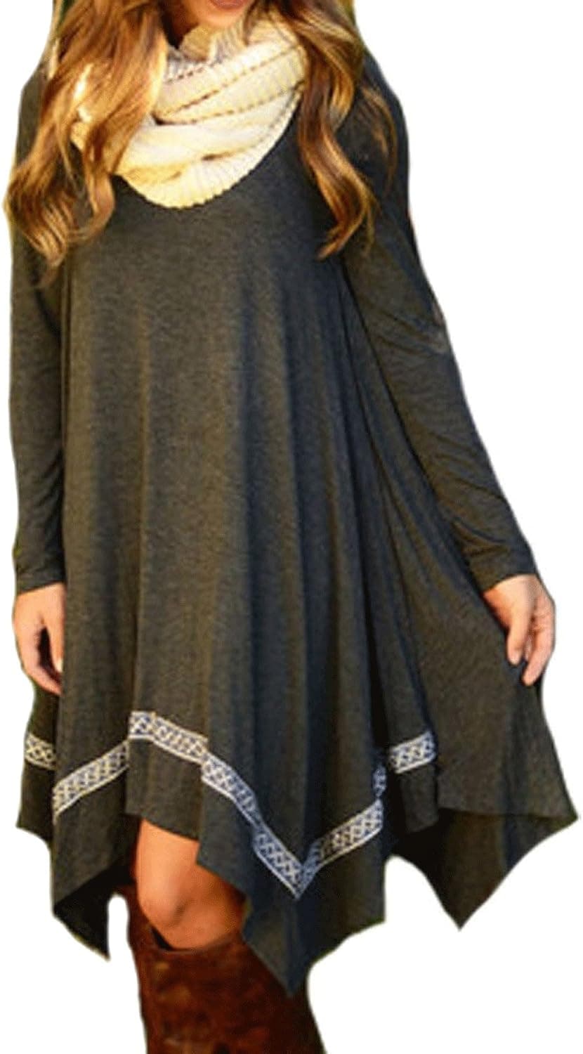 FACE N FACE Women's Long Sleeve Tunic Casual Loose Dress