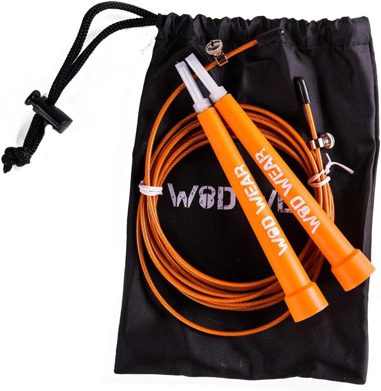 WOD Wear Speed Cable Jump Rope, Ultra Fast Fully Adjustable - Great for Cross Training, Boxing, Traveling Workouts, MMA, Exercise and Fitness, Comes with Rope Bag